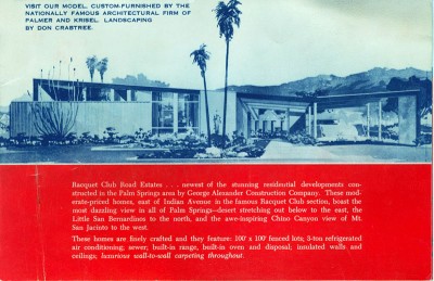 Racquet Club Road Estates original brochure by Alexander Construction ...